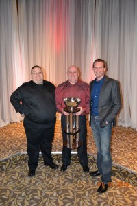 Gregg Dalman with his team and the championship trophy. Top 11 in points. Tri-City Motor Speedway accepting the track of the year award. - Image courtesy of Kelli Mann