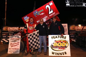 Dustin Daggett in victory lane. - Jennifer Peterson Photo