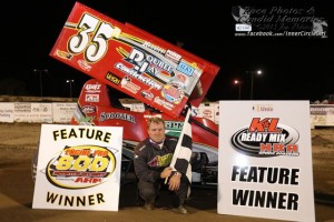 Ron Blair in victory lane at I-96 Speedway. - Jennifer Peterson Photo