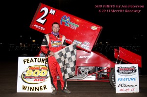 Dustin Daggett in victory lane at Merrit Speedway. - Jennifer Peterson Photo