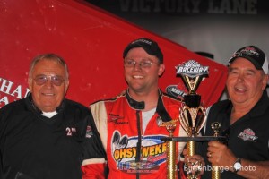 Dustin Daggett with car owner Phil Mott and Don DeWitt. - T.J. Buffenbarger Photo