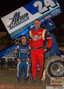 Feature winner Rico Abreu and 2014 Engine Pro Sprints on Dirt presented by ARP champion Dustin Daggett. - Jennifer Peterson Photo